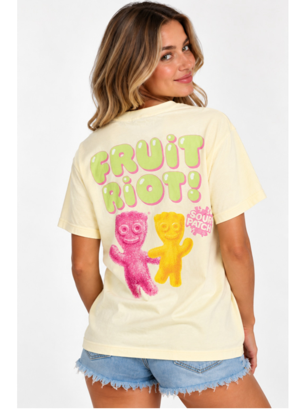 Women’s Sour Patch Kids Fruit Riot Graphic T-Shirt - Size S - Yellow - NWT